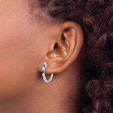 14k White Gold Blue/White Diamond Hinged Hoop Earrings - EM-B9353941-3864