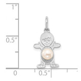 14K White Gold Boy 4mm FW Cultured Pearl-June