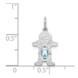 14K White Gold Boy 6x4 Oval Genuine Aquamarine-March