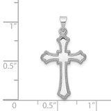 14k White Gold Budded Cross Charm - XR-6A71D9AC-1726