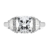 14k White Gold Certified Lab Grown Diamond VS/SI+ G+ Cushion & 1/2 Moon 3 Stone Complete Engagement Ring - RM-415DCC5B-2713