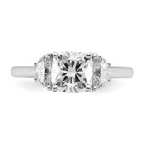14k White Gold Certified Lab Grown Diamond VS/SI+ G+ Cushion & 1/2 Moon 3 Stone Complete Engagement Ring - RM-6DD7489E-1645