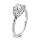 14k White Gold Certified Lab Grown Diamond VS/SI+ G+ Cushion & 1/2 Moon 3 Stone Complete Engagement Ring - RM-6DD7489E-1645