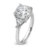 14k White Gold Certified Lab Grown Diamond VS/SI+ G+ Cushion & Trillion 3 Stone Complete Engagement Ring - RM-052016F9-3630