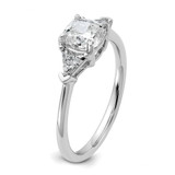 14k White Gold Certified Lab Grown Diamond VS/SI+ G+ Cushion & Trillion 3 Stone Complete Engagement Ring - RM-C13708FC-6067