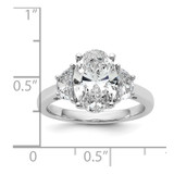 14k White Gold Certified Lab Grown Diamond VS/SI+ G+ Oval & 1/2 Moon 3 Stone Complete Engagement Ring - RM-844D9539-4888