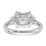 14k White Gold Certified Lab Grown Diamond VS/SI+ G+ Princess & 1/2 Moon 3 Stone Complete Engagement Ring - RM-0166D714-8030