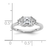 14k White Gold Certified Lab Grown Diamond VS/SI+ G+ Princess & 1/2 Moon 3 Stone Complete Engagement Ring - RM-957F653C-8993