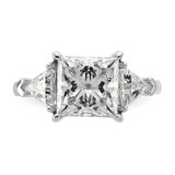 14k White Gold Certified Lab Grown Diamond VS/SI+ G+ Princess & Trillion 3 Stone Complete Engagement Ring - RM-B0245DCF-4272