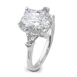 14k White Gold Certified Lab Grown Diamond VS/SI+ G+ Radiant & Trillion 3 Stone Complete Engagement Ring - RM-41FC56AE-1770