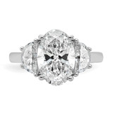 14k White Gold Certified Lab Grown Diamond VS+ F+ Oval & 1/2 Moon 3 Stone Complete Engagement Ring - RM-83A962AC-3277