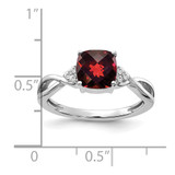14K White Gold Checkerboard Garnet and Diamond Ring