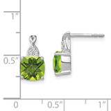 14K White Gold Checkerboard Peridot and Diamond Earrings