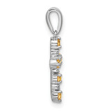 14k White Gold Citrine and Diamond Cross Pendant