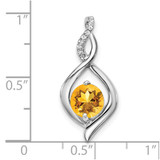 14k White Gold Citrine and Diamond Pendant - PM-46AB66AC-8537