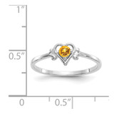 14K White Gold Citrine Birthstone Heart Ring