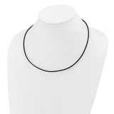 14k White Gold Clasp 2mm 20 inch Black Leather Cord Necklace