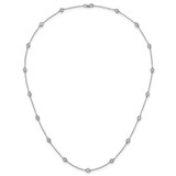 14k White Gold Complete 1 carat Bezel-set Diamond and Cable Chain 17-Station 18 inch Necklace