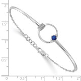 14k White Gold Complete 1/10 carat Diamond and Blue Sapphire Circle 7 inch Bracelet with 0.5 inch Extender