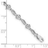 14k White Gold Complete 1/10 carat Diamond Hearts 7 inch Tennis Bracelet