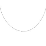 14k White Gold Complete 1/2 carat Bezel-set Diamond and Cable Chain 20-Station 20 inch Necklace - PM-03D58CD3-7394