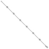 14k White Gold Complete 1/3 carat Bezel-set Diamond and Cable Chain 6-Station 7 inch Bracelet