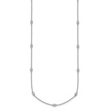 14k White Gold Complete 1/5 carat Bezel-set Diamond and Cable Chain 13-Station 16 inch Necklace