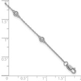 14k White Gold Complete 1/5 carat Bezel-set Diamond and Cable Chain 6-Station 7 inch Bracelet