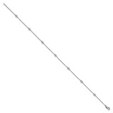 14k White Gold Complete 1/6 carat Bezel-set Diamond and Cable Chain 7-Station 9 inch Anklet