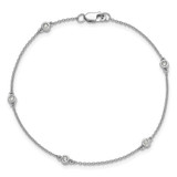 14k White Gold Complete 1/8 carat Bezel-set Diamond and Cable Chain 5-Station 7 inch Bracelet - PM-FA0480F9-9816