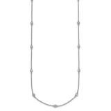 14k White Gold Complete 3/8 carat Bezel-set Diamond and Cable Chain 15-Station 18 inch Necklace