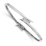 14k White Gold Complete 3-Stone 1/4 carat AA Diamond Hinged Bangle Bracelet