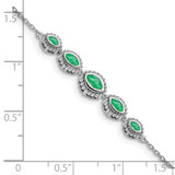 14k White Gold Complete 5-Stone Bezel-set Marquise Emerald and Chain 7 inch Bracelet