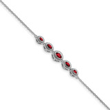 14k White Gold Complete 5-Stone Bezel-set Marquise Garnet and Chain 7 inch Bracelet