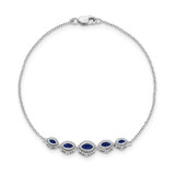 14k White Gold Complete 5-Stone Bezel-set Marquise Sapphire and Chain 7 inch Bracelet