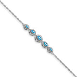 14k White Gold Complete 5-Stone Bezel-set Marquise Swiss Blue Topaz and Chain 7 inch Bracelet