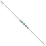 14k White Gold Complete 5-Stone Bezel-set Marquise Swiss Blue Topaz and Chain 7 inch Bracelet