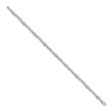 14k White Gold Complete Diamond and Oval Aquamarine X-design 7.25 inch Bracelet
