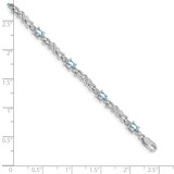 14k White Gold Complete Diamond and Oval Aquamarine X-design 7.25 inch Bracelet