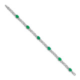 14k White Gold Complete Diamond and Oval Emerald Infinity Link 7.25 inch Bracelet - BM-7650190D-1931
