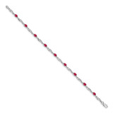 14k White Gold Complete Diamond and Oval Ruby Fancy Link 7.25 inch Bracelet