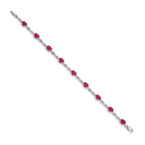 14k White Gold Complete Diamond and Oval Ruby Infinity 7 inch Bracelet