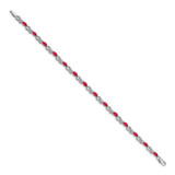 14k White Gold Complete Diamond and Oval Ruby Infinity 7.25 inch Bracelet