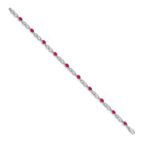 14k White Gold Complete Diamond and Oval Ruby Infinity Link 7.25 inch Bracelet - BM-2BCEB2BF-8361