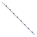 14k White Gold Complete Diamond and Oval Sapphire 7.25 inch Bracelet - BM-79F791DE-5993