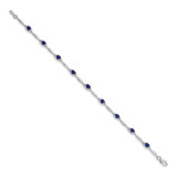 14k White Gold Complete Diamond and Oval Sapphire 7.25 inch Bracelet - BM-FA354A1F-8231