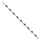 14k White Gold Complete Diamond and Oval Sapphire Infinity 7 inch Bracelet - BM-E98A127E-6882