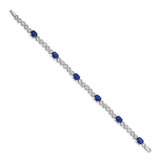 14k White Gold Complete Diamond and Oval Sapphire Infinity Link 7.25 inch Bracelet - BM-DA0C5CCF-1784