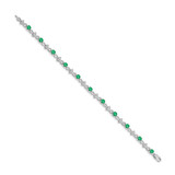 14k White Gold Complete Diamond and Round Emerald 7 inch Bracelet