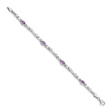 14k White Gold Complete Oval Amethyst Fancy Link 7 inch Bracelet